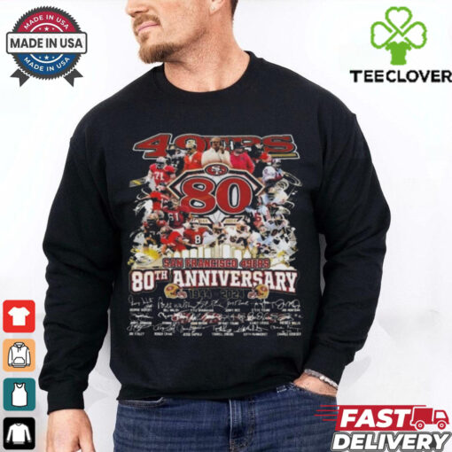 San Francisco 49ers 80th Anniversary 1944 2024 Signatures Shirt