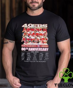 San Francisco 49ers 80th Anniversary 1944 2024 Thank You For The Memories Signatures Shirt