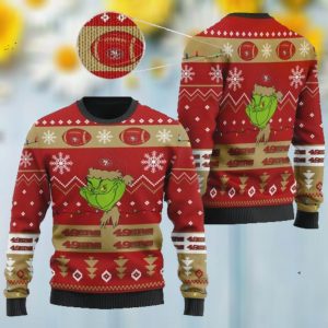 San Francisco 49ers American NFL Football Team Logo Cute Grinch 3D Men And Women Ugly Sweater Shirt For Sport Lovers On Christmas Days