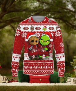 San Francisco 49ers Baby Groot And Grinch Best Friends Football American Ugly Christmas Sweater