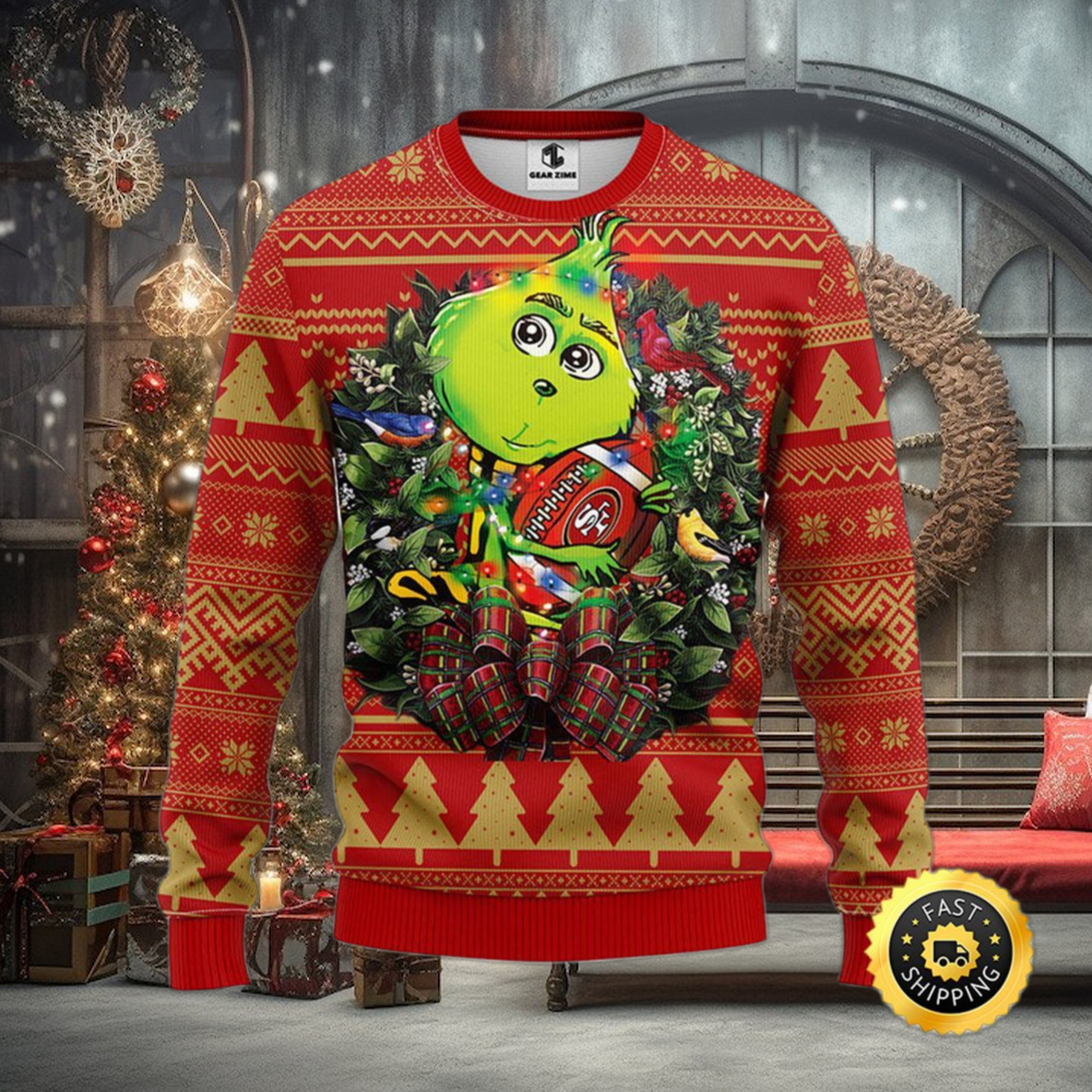 For NFL Fans San Francisco 49ers Grinch Hand Funny Men And Women Christmas  Gift 3D Ugly Christmas Sweater - Banantees