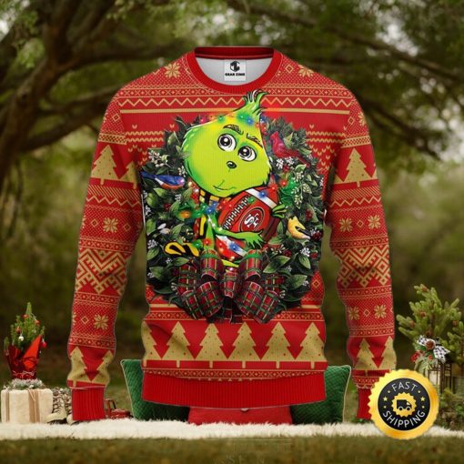 San Francisco 49ers Christmas Ugly Sweater Grinch Hug Xmas Day Show Your Team Spirit