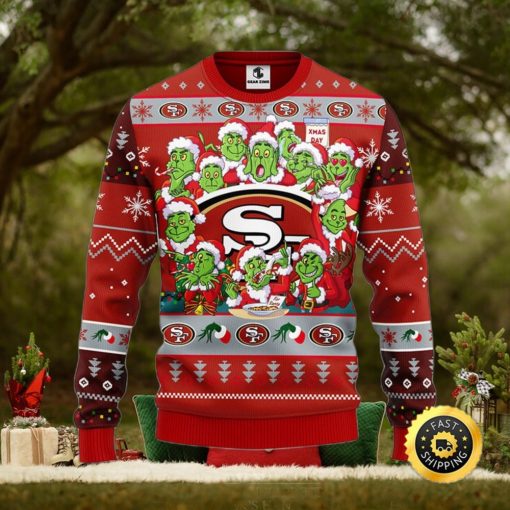 San Francisco 49ers Christmas Ugly Sweater Print 12 Grinch Xmas Day Show Your Team Spirit