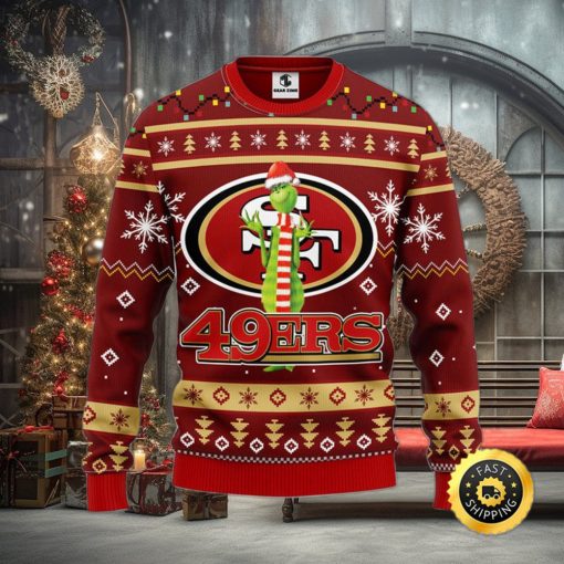 San Francisco 49ers Christmas Ugly Sweater Print Funny Grinch Show Your Team Spirit
