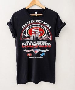 San Francisco 49ers Defeats Detroit Lions Become 2024 NFC Championship Champions NFL Playoffs On Jan 28 2024 At Levi Stadium Skyline San Francisco City Shirt