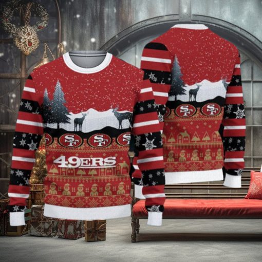 San Francisco 49ers Fans Reindeers Pattern Ugly Christmas Sweater Gift