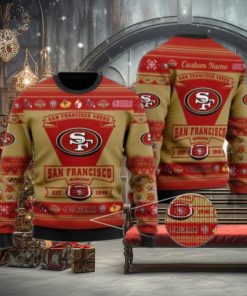 San Francisco 49ers Football Team Logo Custom Name Personalized Ugly Christmas Sweater