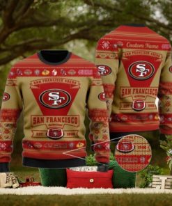 San Francisco 49ers Football Team Logo Custom Name Personalized Ugly Christmas Sweater