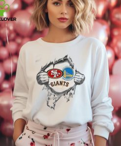 San Francisco 49ers Golden State Warriors and Giants Heartbeat Gift Tee T Shirt