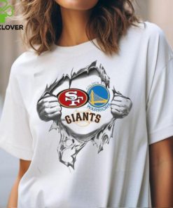 San Francisco 49ers Golden State Warriors and Giants Heartbeat Gift Tee T Shirt