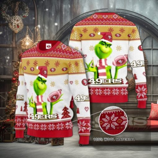 San Francisco 49ers Grinch Knit Ugly Christmas sweater