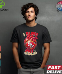 San Francisco 49ers I bleed red and gold heart hoodie, sweater, longsleeve, shirt v-neck, t-shirt