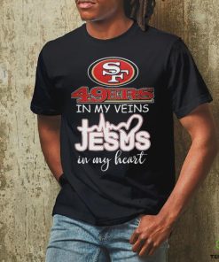 San Francisco 49ers In My Veins Jesus In My Heart Super Bowl LVIII Shirt