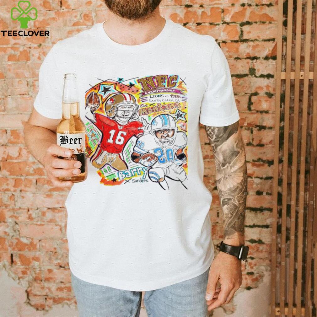 San Francisco 49ers Joe Montana vs Detroit Lions Barry Sanders NFC championship Santa Clara shirt San Francisco 49ers Joe Montana vs Detroit Lions Barry Sanders NFC championship Santa Clara shirt