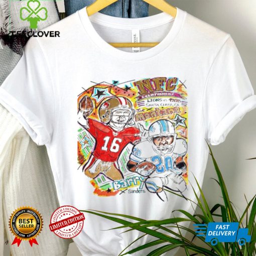 San Francisco 49ers Joe Montana vs Detroit Lions Barry Sanders NFC championship Santa Clara shirt