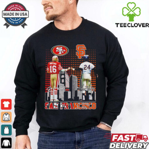 San Francisco 49ers Joe Montana x San Francisco Giants Willie Mays skyline shirt