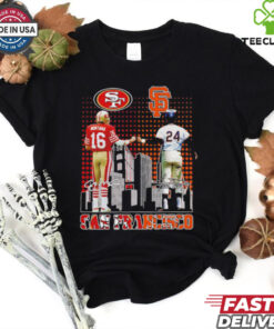 San Francisco 49ers Joe Montana x San Francisco Giants Willie Mays skyline shirt