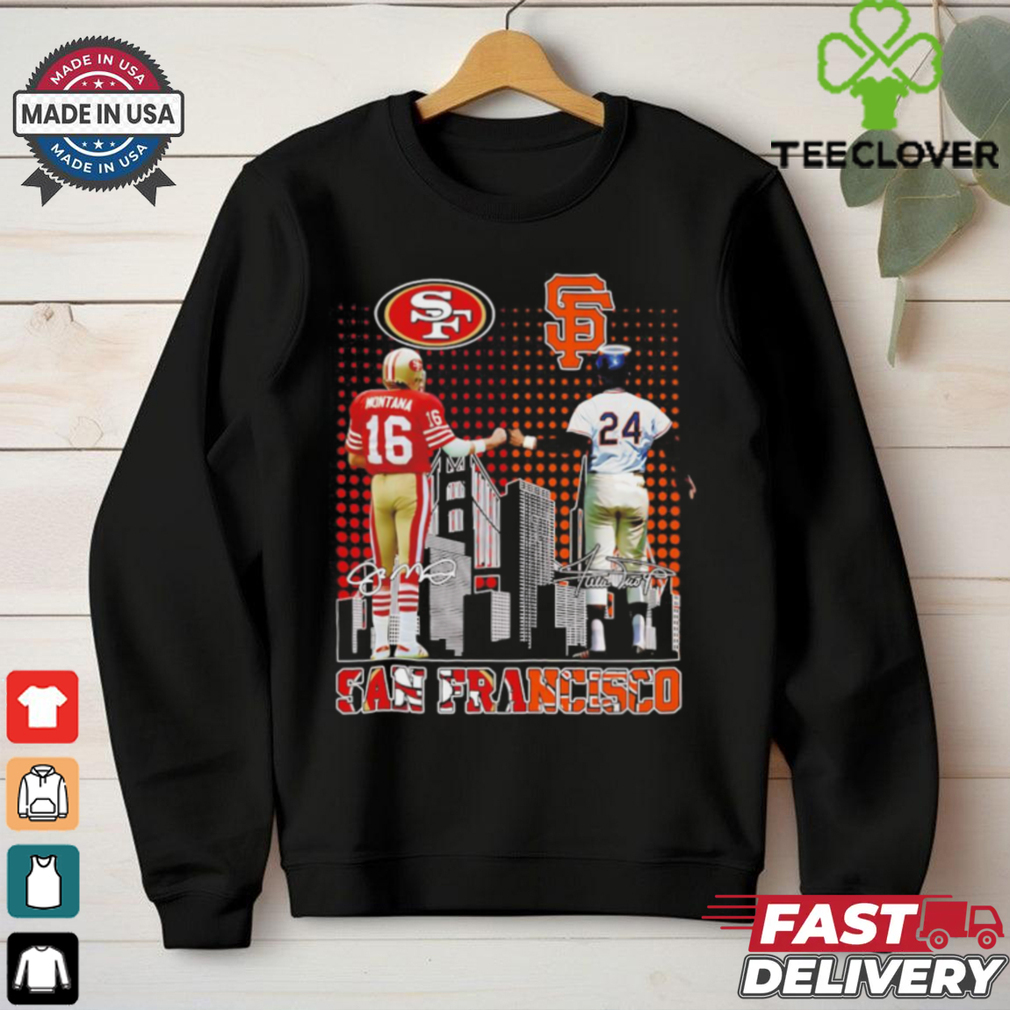 San Francisco 49ers Joe Montana x San Francisco Giants Willie Mays skyline shirt San Francisco 49ers Joe Montana x San Francisco Giants Willie Mays skyline shirt
