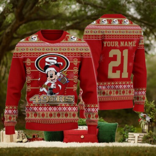 San Francisco 49ers Mickey Mouse Santa Ugly Christmas Sweater