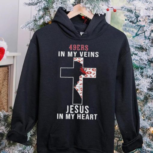 San Francisco 49ers NFL In My Veins Jesus In My Heart Cross 2024 T Shirt