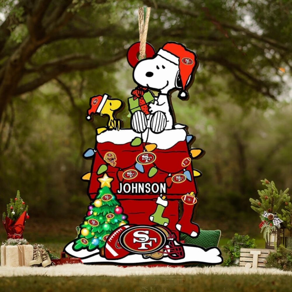 San Francisco 49ers NFL Snoopy Ornament Personalized Christmas 2023 Holidays San Francisco 49ers NFL Snoopy Ornament Personalized Christmas 2023 Holidays