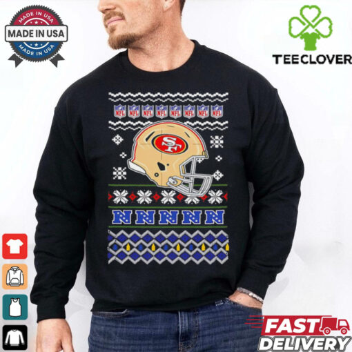 San Francisco 49ers NFL football Christmas helmet shirt
