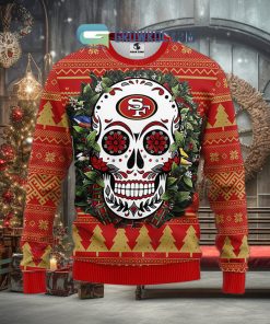 San Francisco 49ers Skull Flower Ugly Christmas Ugly Sweater
