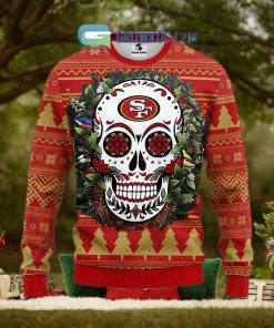 San Francisco 49ers Skull Flower Ugly Christmas Ugly Sweater
