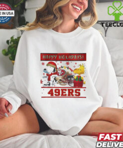 San Francisco 49ers Snoopy and Woodstock Happy Holidays hoodie, sweater, longsleeve, shirt v-neck, t-shirt