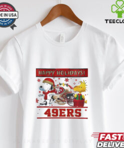 San Francisco 49ers Snoopy and Woodstock Happy Holidays hoodie, sweater, longsleeve, shirt v-neck, t-shirt