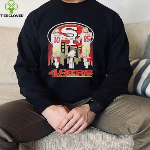 San Francisco 49ers T hoodie, sweater, longsleeve, shirt v-neck, t-shirt Jimmy Garoppolo And George Kittle Signatures Long Sleeve, Ladies Tee