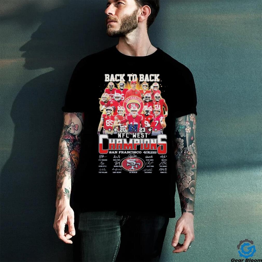 San Francisco 49ers Team Back To Back NFC West Division Champions Signatures Shirt San Francisco 49ers Team Back To Back NFC West Division Champions Signatures Shirt