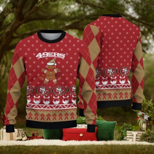 San Francisco 49ers Ugly Christmas Gingerbread Man Xmas Sweater Joyful Gift Mens Women