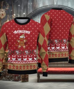 San Francisco 49ers Ugly Christmas Gingerbread Man Xmas Sweater Joyful Gift Mens Women