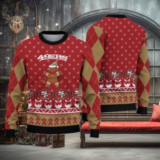 San Francisco 49ers Ugly Christmas Gingerbread Man Xmas Sweater Joyful Gift Mens Women