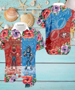 San Francisco 49ers VS NFL Detroit Lions Mascot Souvenir New Aloha Hawaiian Shirt For Men And Women