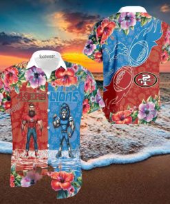 San Francisco 49ers VS NFL Detroit Lions Mascot Souvenir New Aloha Hawaiian Shirt For Men And Women