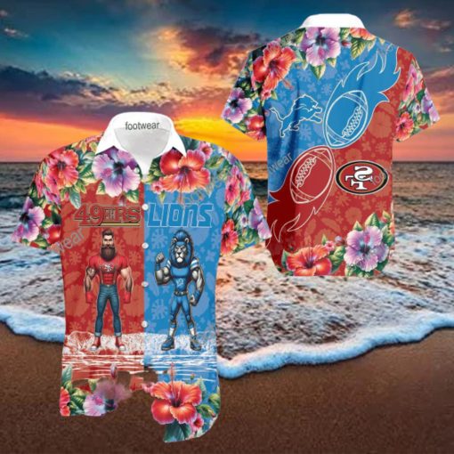 San Francisco 49ers VS NFL Detroit Lions Mascot Souvenir New Aloha Hawaiian Shirt For Men And Women