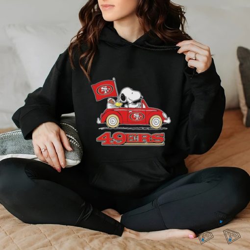 San Francisco 49ers X Peanuts Snoopy And Woodstock Drove Car Shirt