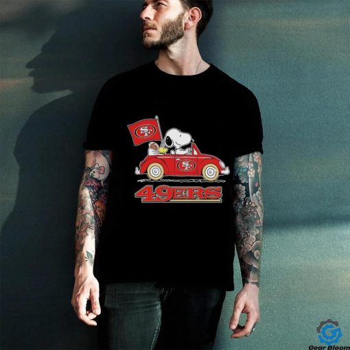 San Francisco 49ers X Peanuts Snoopy And Woodstock Drove Car Shirt