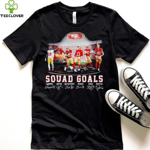 San Francisco 49ers football squad goals Samuel Aiyuk McCaffrey Purdy Bosa Kittle signatures hoodie, sweater, longsleeve, shirt v-neck, t-shirt