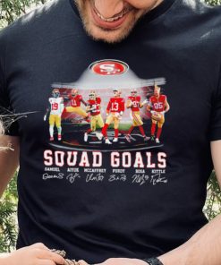 San Francisco 49ers football squad goals Samuel Aiyuk McCaffrey Purdy Bosa Kittle signatures hoodie, sweater, longsleeve, shirt v-neck, t-shirt