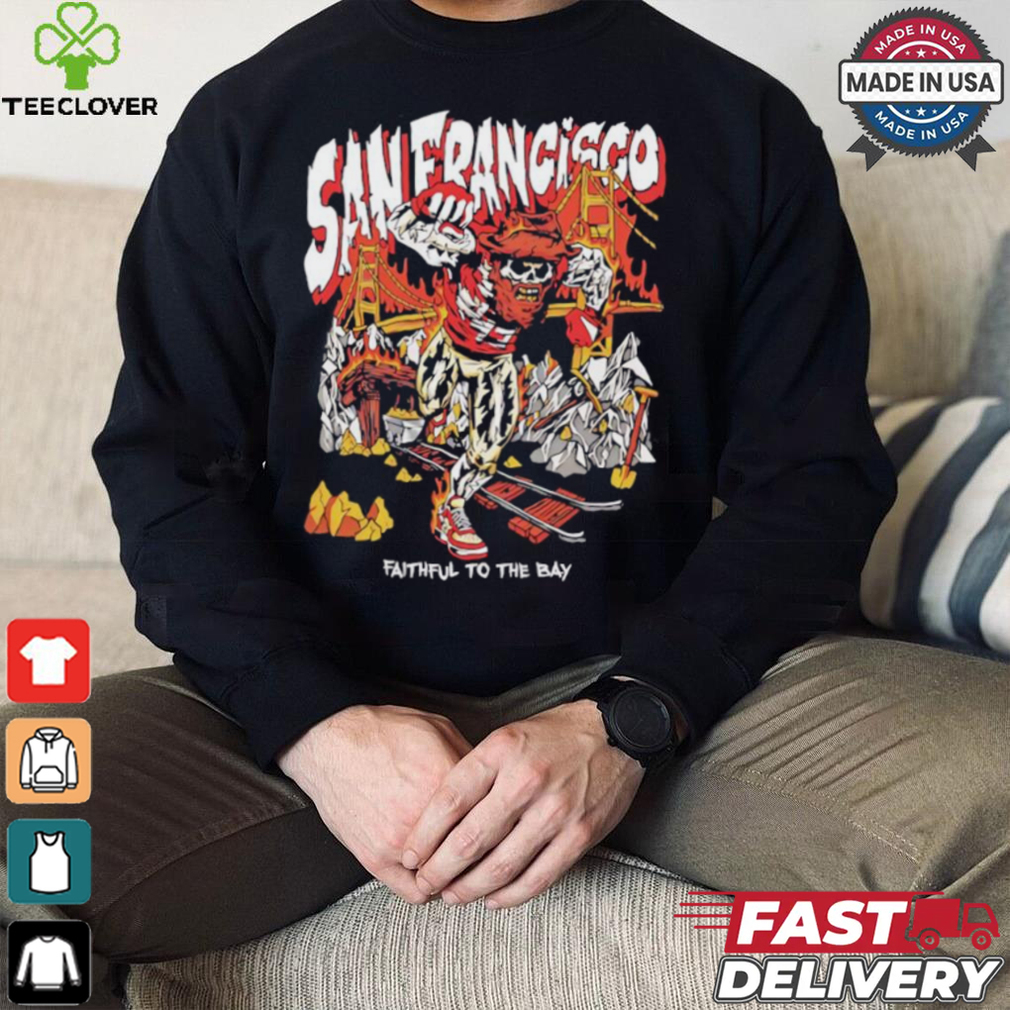 San Francisco 49ers skeleton faithful to the bay graphic shirt San Francisco 49ers skeleton faithful to the bay graphic shirt