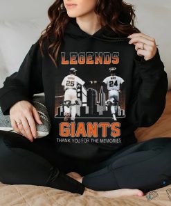 San Francisco Giants Barry Bonds and Willie Mays Legends thank you for the memories signatures hoodie, sweater, longsleeve, shirt v-neck, t-shirt