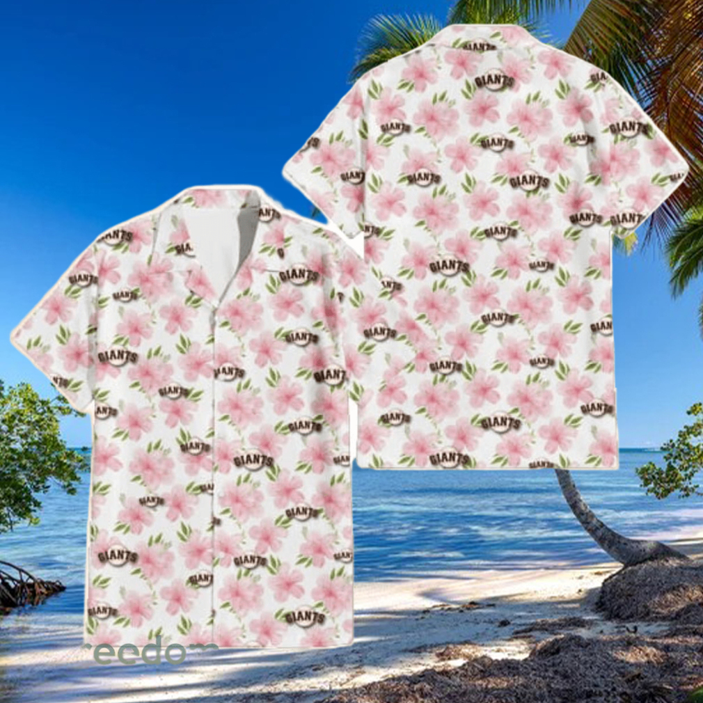 San Francisco Giants Light Pink Hibiscus White Background 3D Hawaiian Shirt Gift For Fans San Francisco Giants Light Pink Hibiscus White Background 3D Hawaiian Shirt Gift For Fans