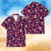Atlanta Braves Violet Red Blue Leaf Black Background 3D Hawaiian Shirt Gift For Fans