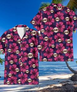 San Francisco Giants Plum Vilolet Hibiscus Dark Navy Leaf Black 3D Hawaiian Shirt Gift For Fans