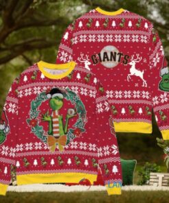 San Francisco Giants x Grinch Dr. Seuss How the Grinch Stole Christmas MLB with World Series Trophy Ugly Christmas Sweater Red