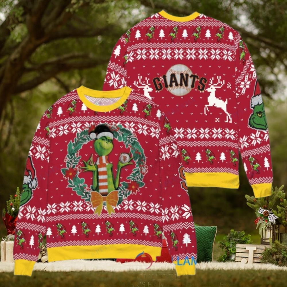 San Francisco Giants x Grinch Dr. Seuss How the Grinch Stole Christmas MLB with World Series Trophy Ugly Christmas Sweater Red San Francisco Giants x Grinch Dr. Seuss How the Grinch Stole Christmas MLB with World Series Trophy Ugly Christmas Sweater Red