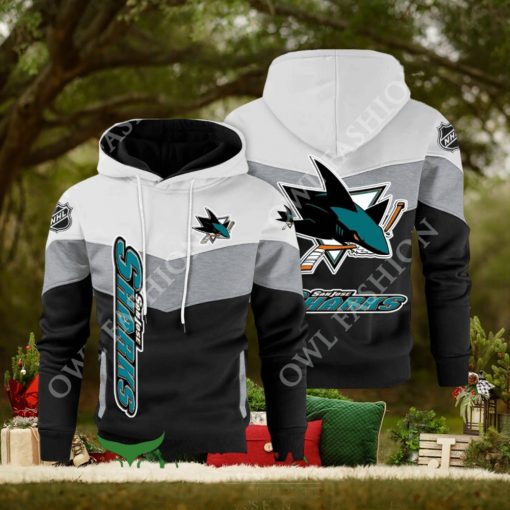 San Jose Sharks NHL Hockey Black White Printed Hoodie